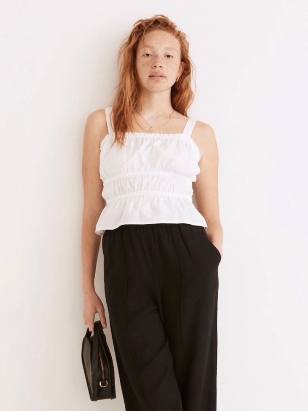Madewell 100% Cotton Sophia
Peplum Tank White Smocked
Square-Neck Camisole - Picture 3 of 7